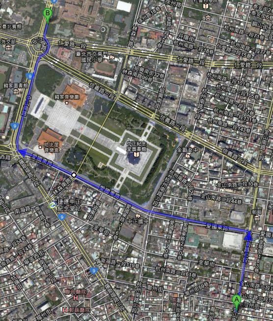 图四、麦当劳叔叔重症儿童中途之家到台大医院路线图