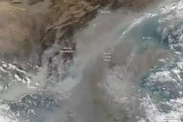 Image: 从卫星看地球的中国雾霾严重