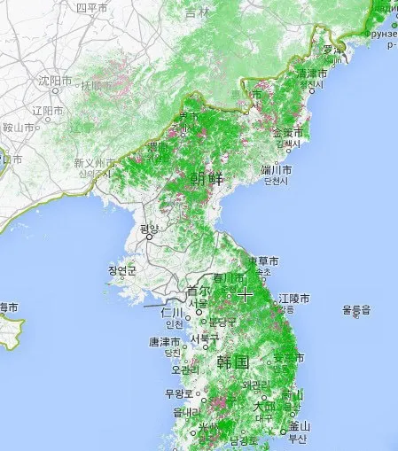 Image: 南韓森林分佈地圖