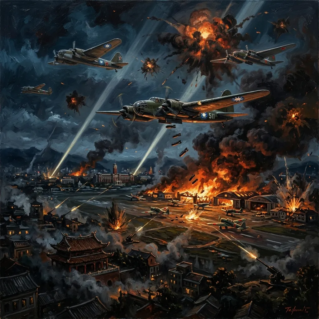 1938年中華民國空軍與蘇聯航空志願隊奇襲台北飛行場歷史場景